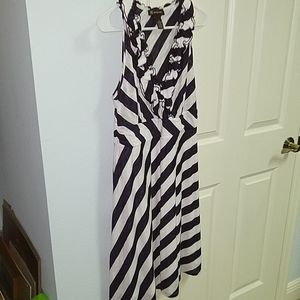 Sleeveless dress- navy and white stripes